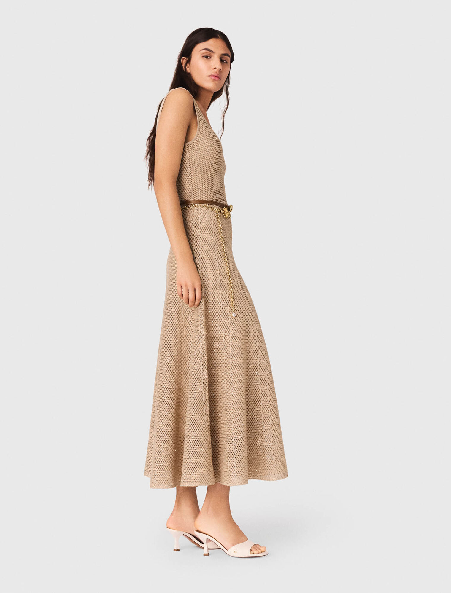 Vestido largo de punto con strass