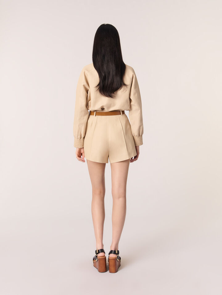 Pantalón  corto de pinzas de lino