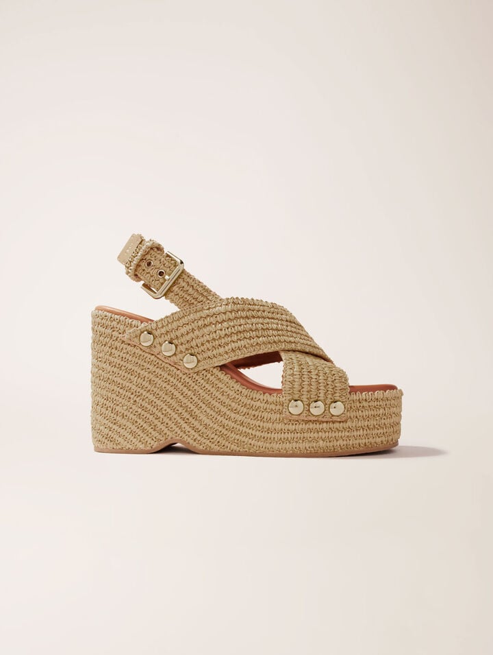 Sandalias de cuña efecto rafia