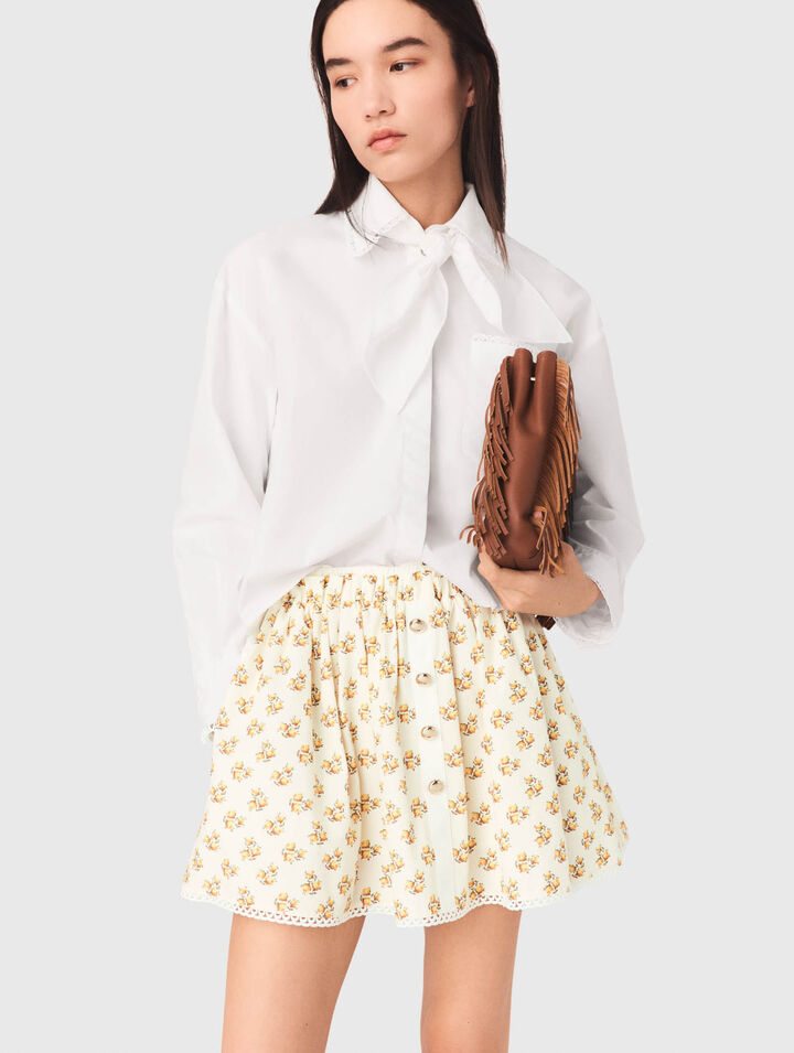 Falda estampada con gal&oacute;n croquet