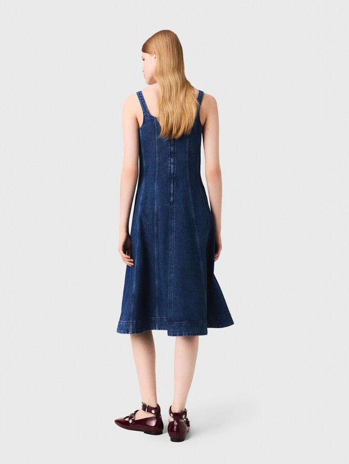 Vestido babydoll largo de denim
