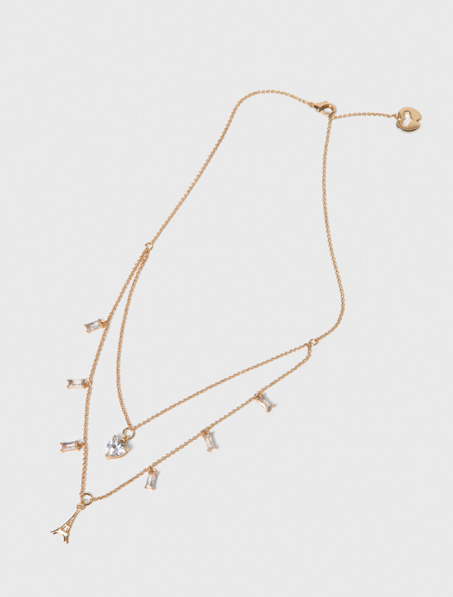 Collar doble con charms de strass