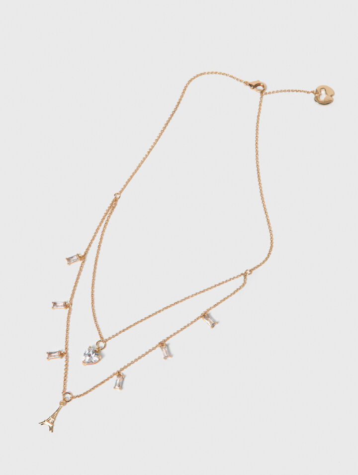 Collar doble con charms de strass