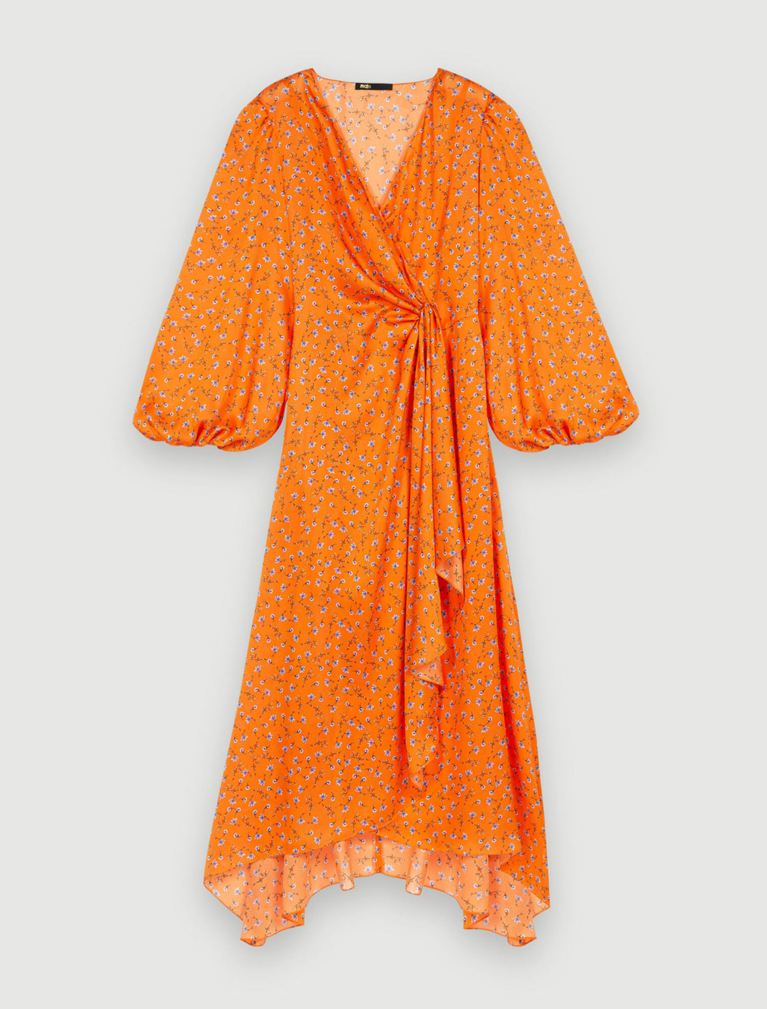 Vestido de satén con estampado floral