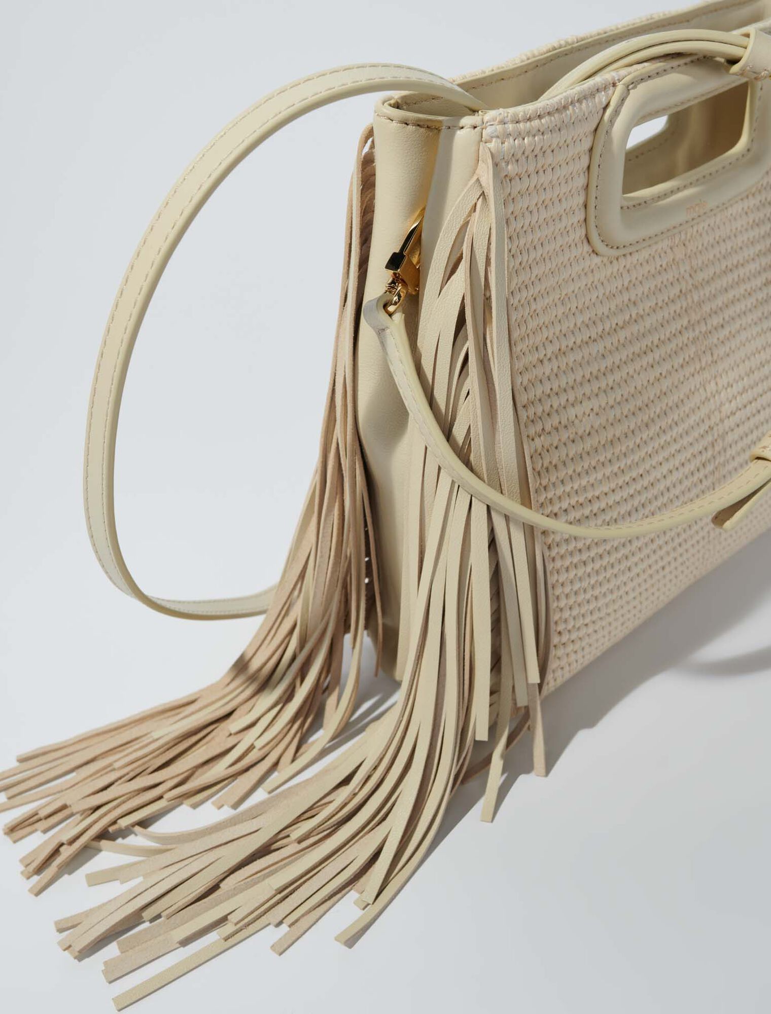 Bolso M de tela y rafia