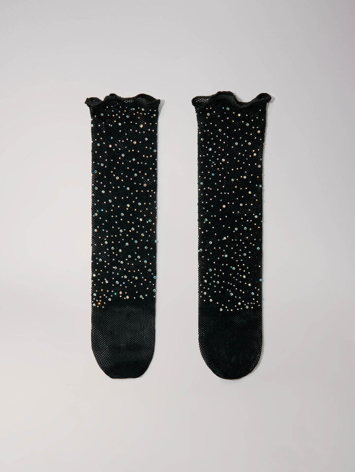 Calcetines de rejilla con strass