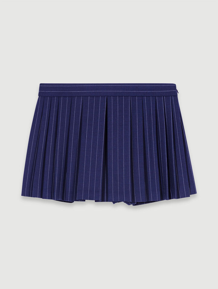 Pantalón corto trampantojo a rayas 