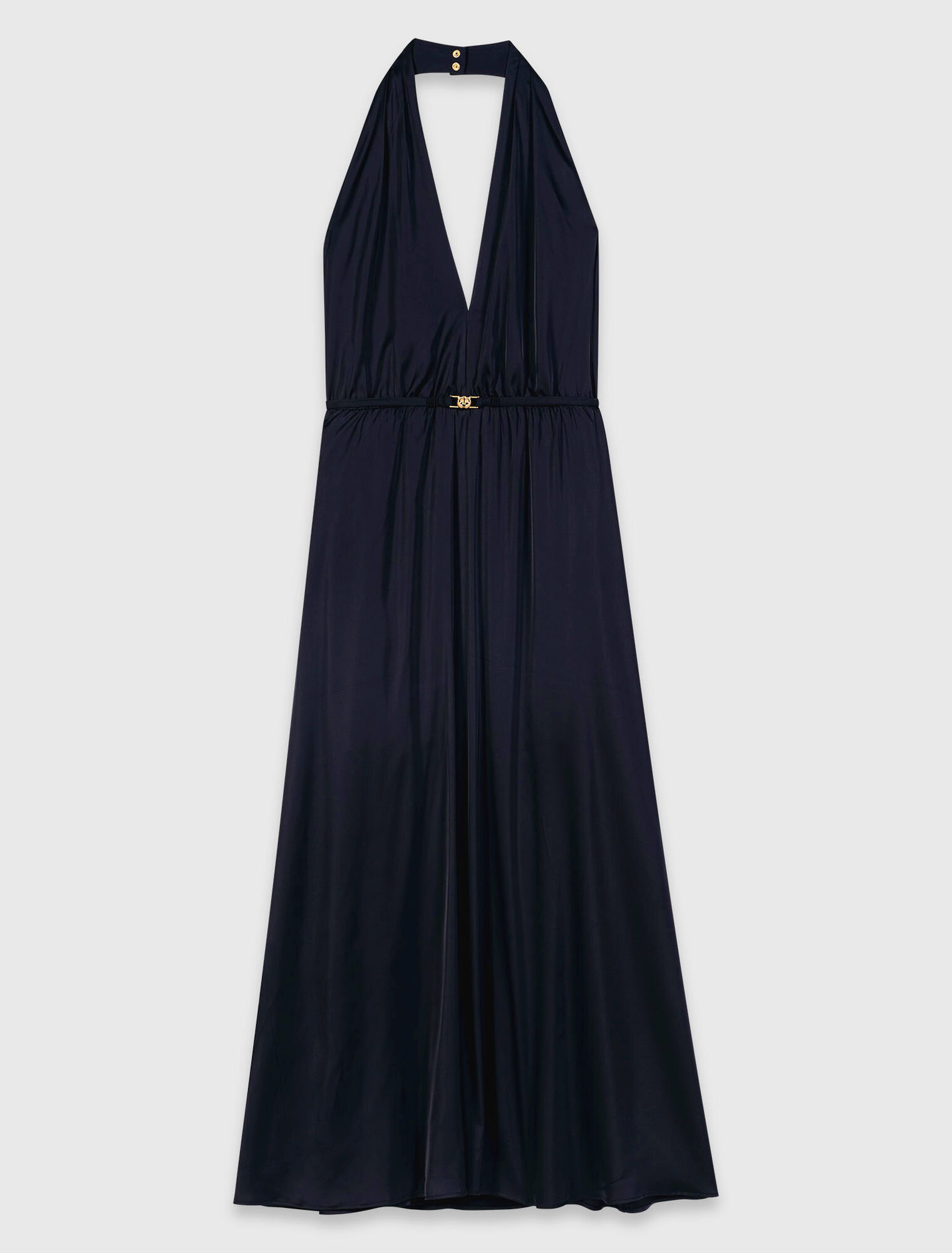 Vestido largo plisado sin espalda