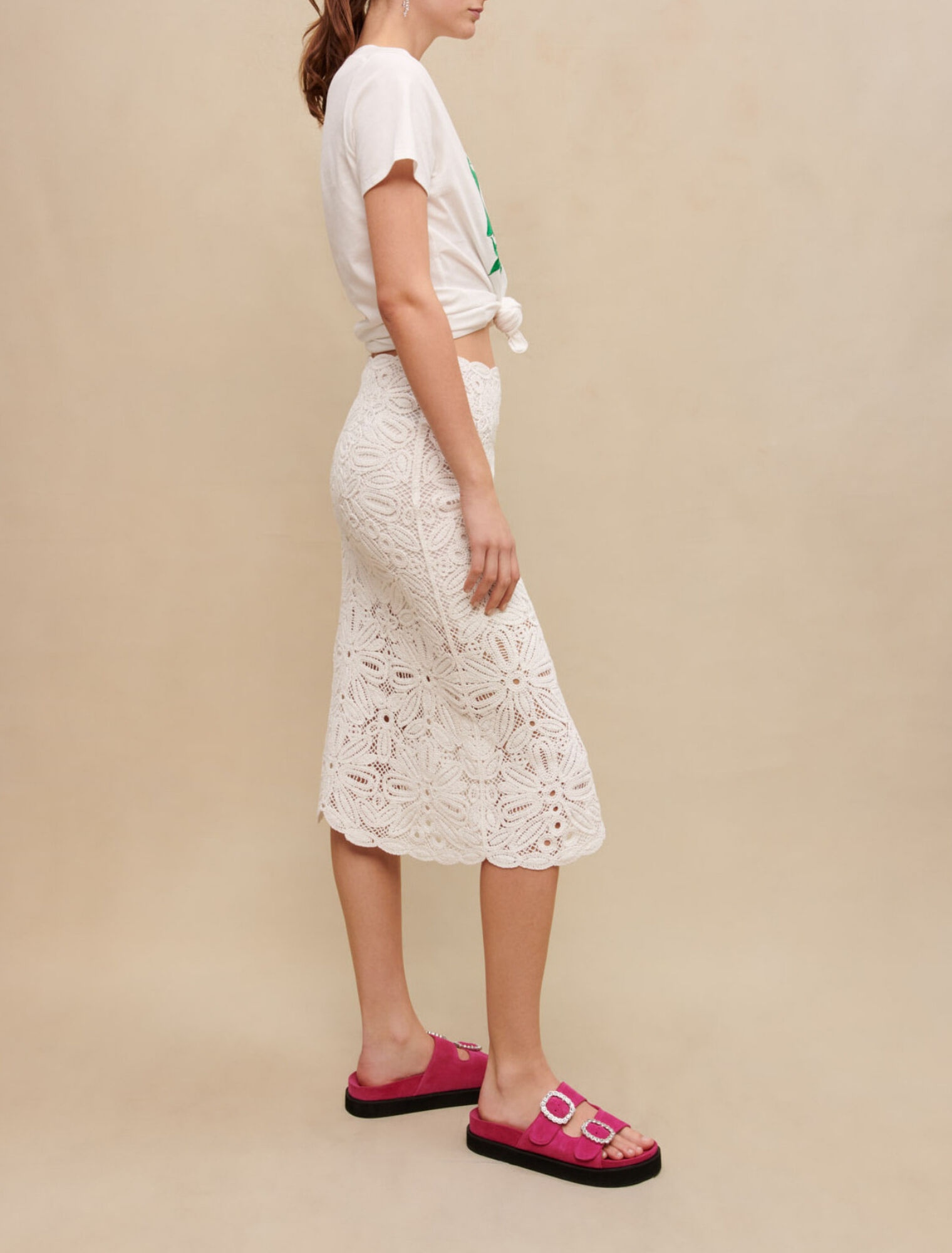 Falda midi de punto