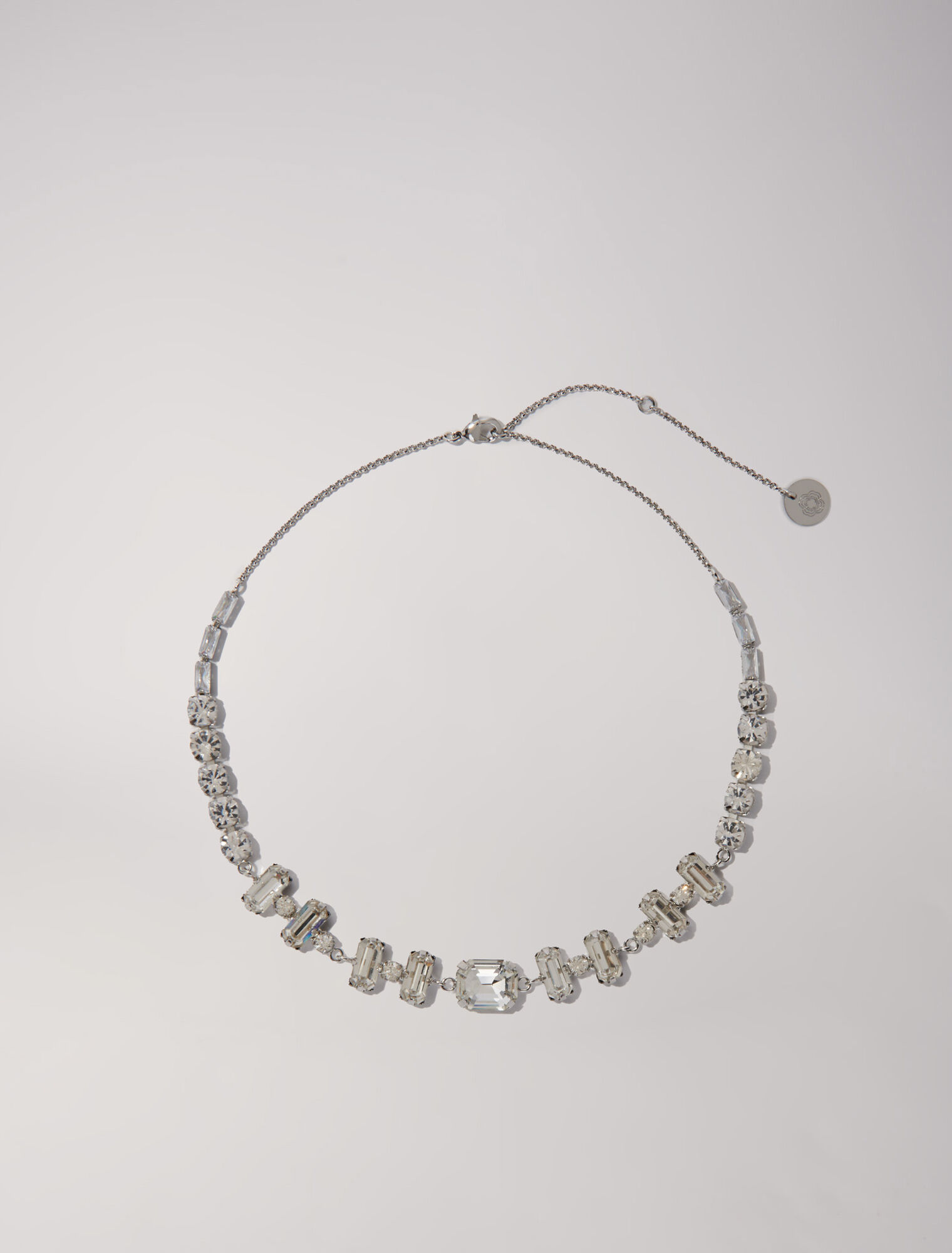Collar gargantilla de strass plateado