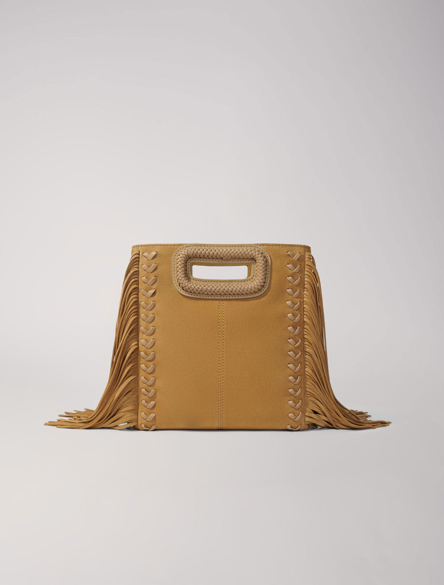 Bolso M de ante con asa trenzada