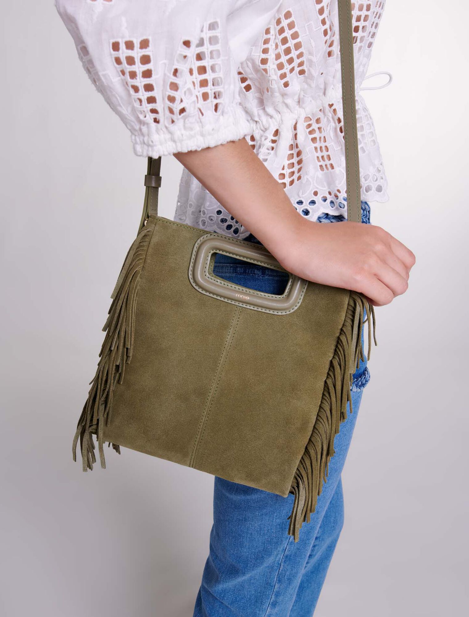Bolso M de piel serraje