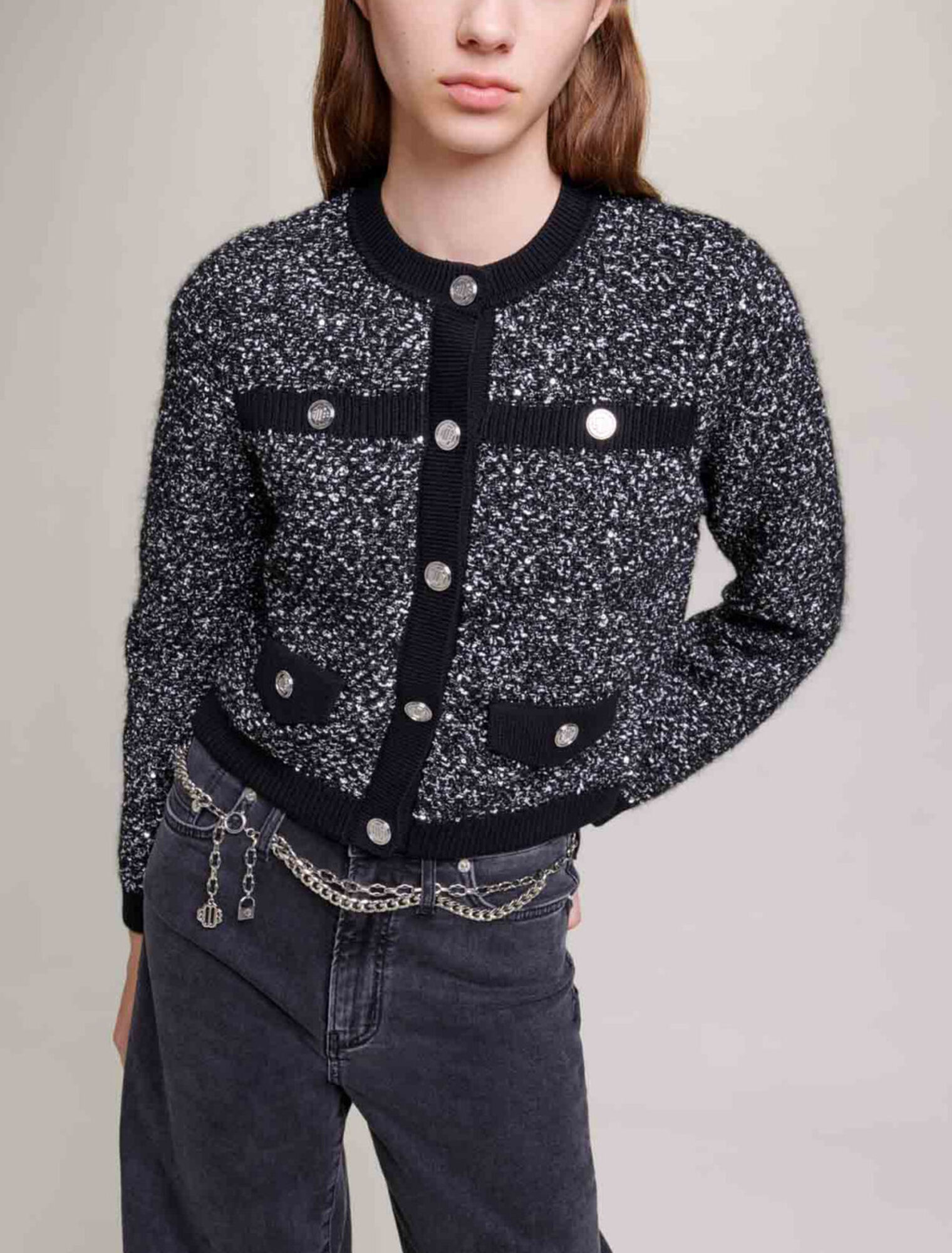Cárdigan corto efecto tweed