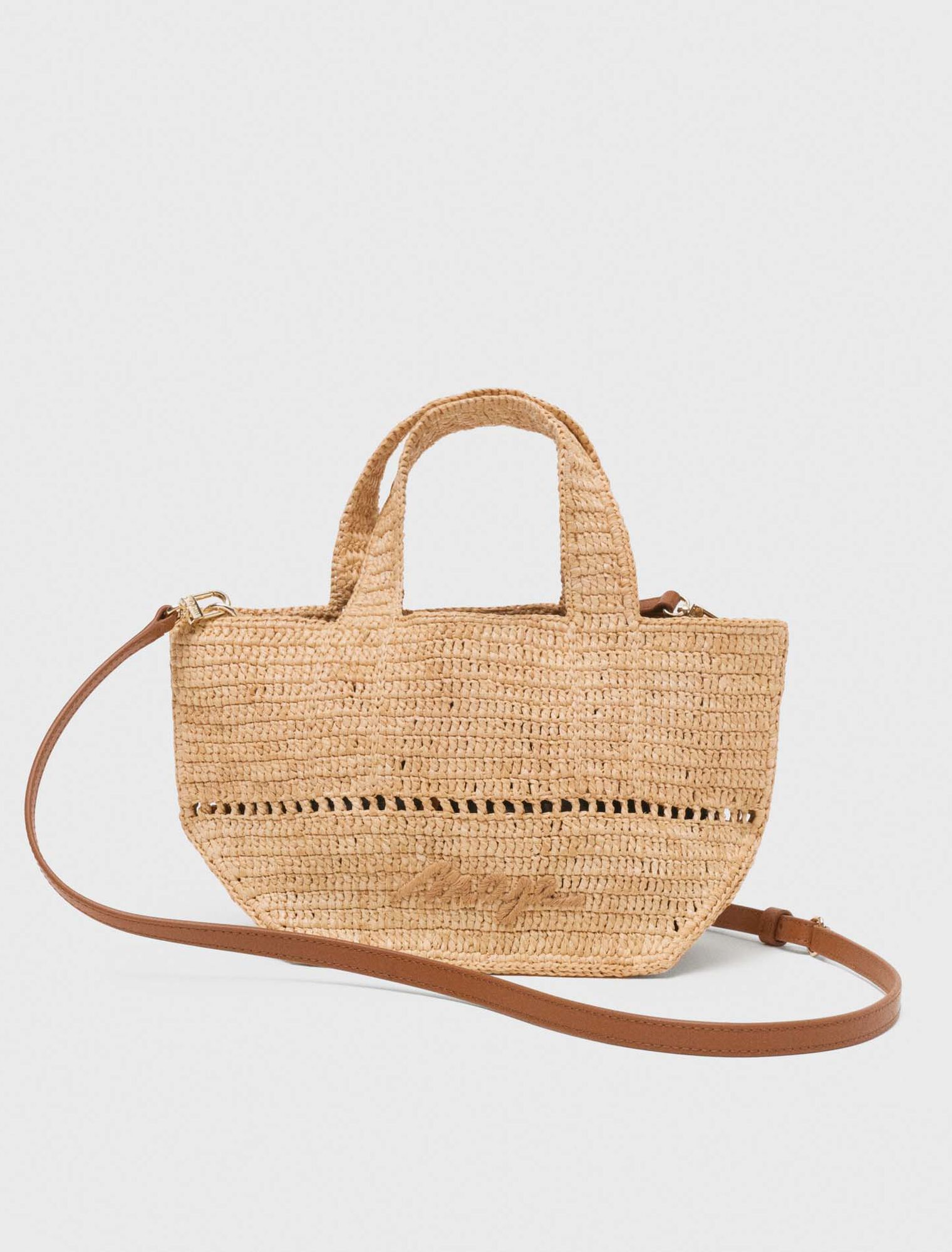 Minibolso cabás en rafia natural