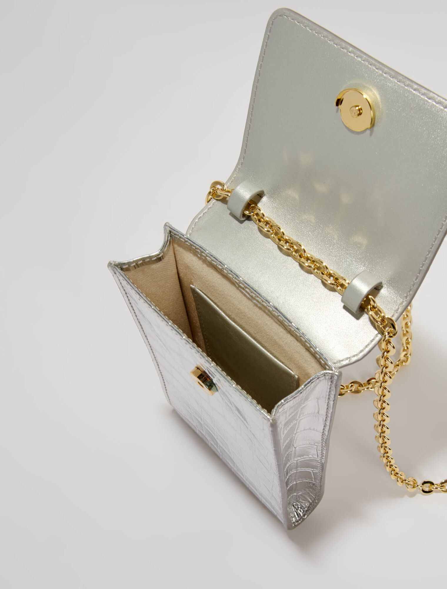 Bolso de cuero estampado metalizado