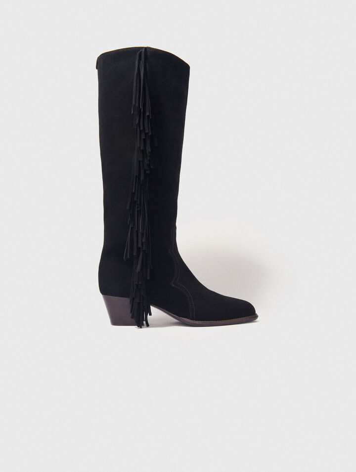 Botas de vaquero de ante con flecos