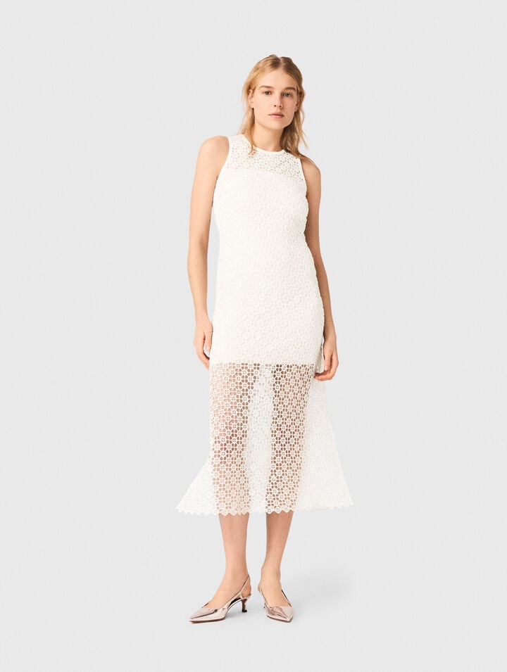 Vestido largo de ganchillo y strass