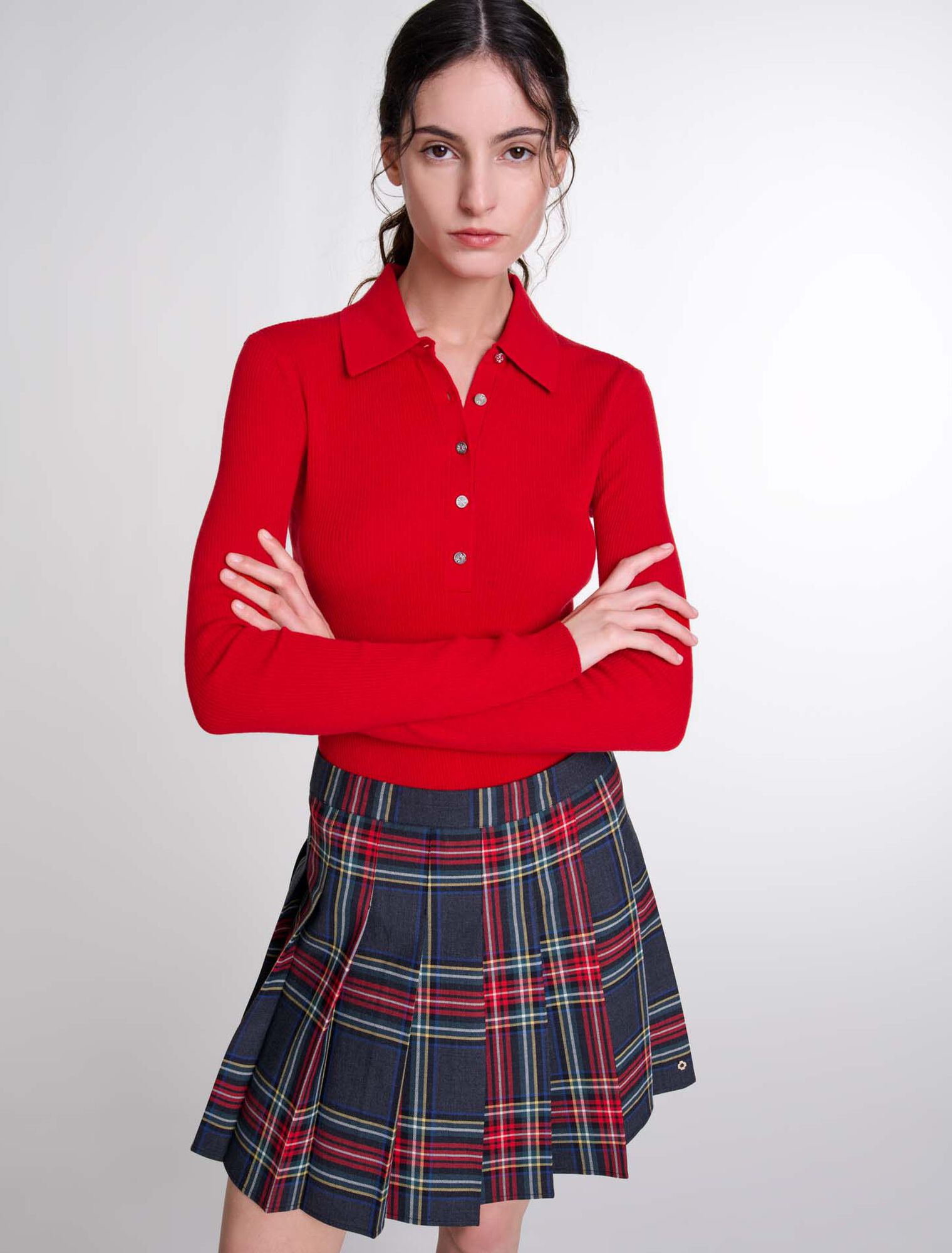 Falda corta con estampado escocés