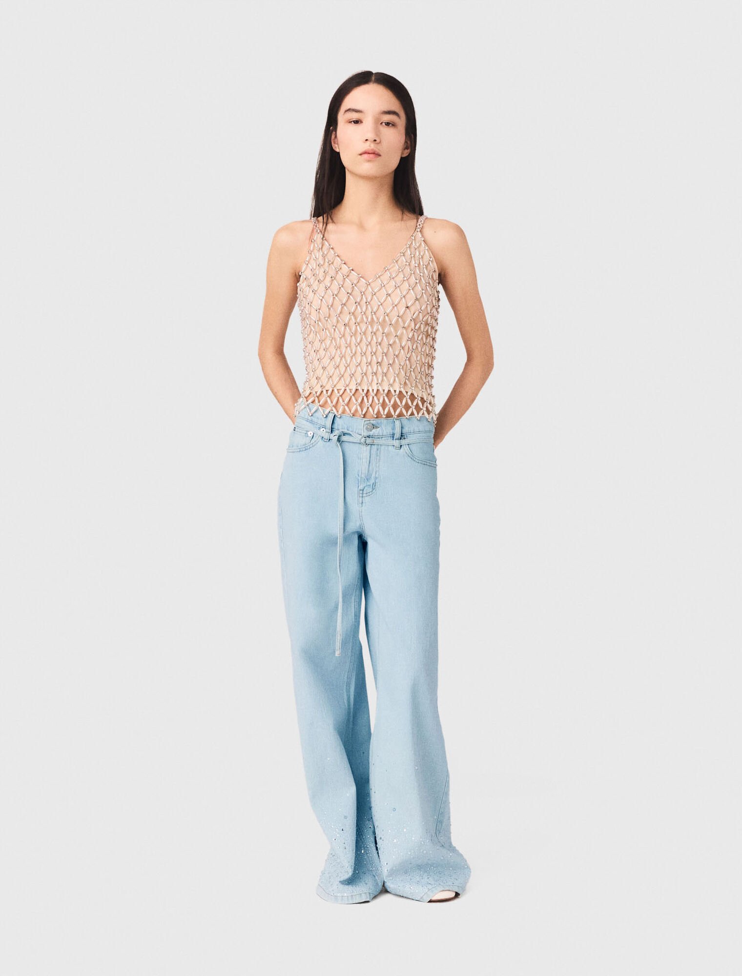 Top de perlas con forro