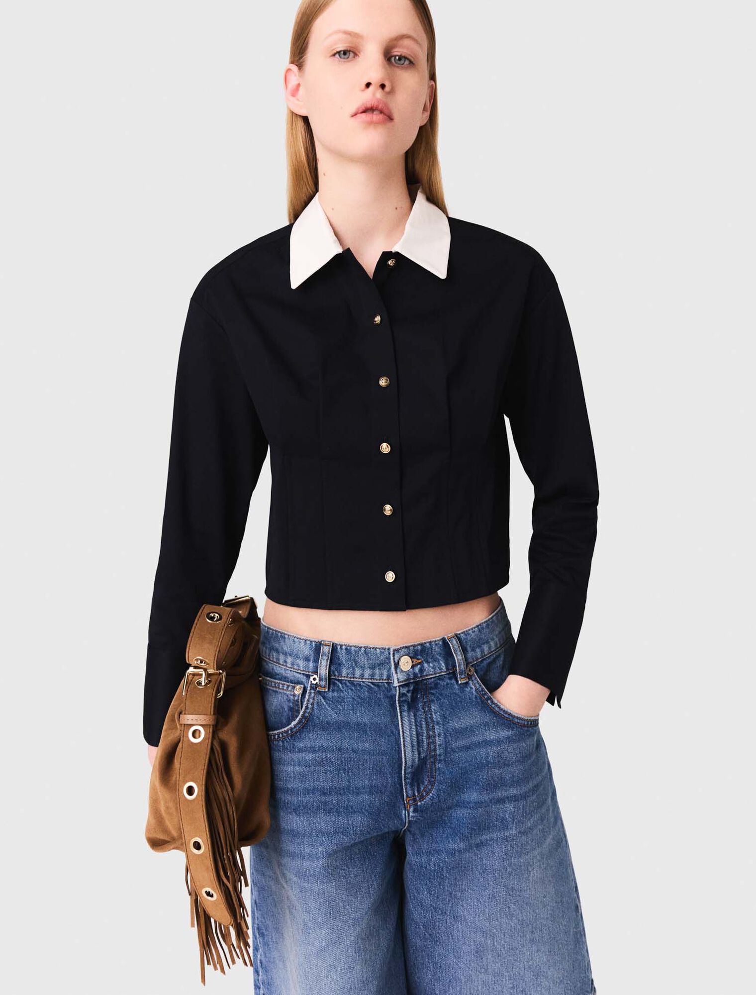 Camisa corta de popelina