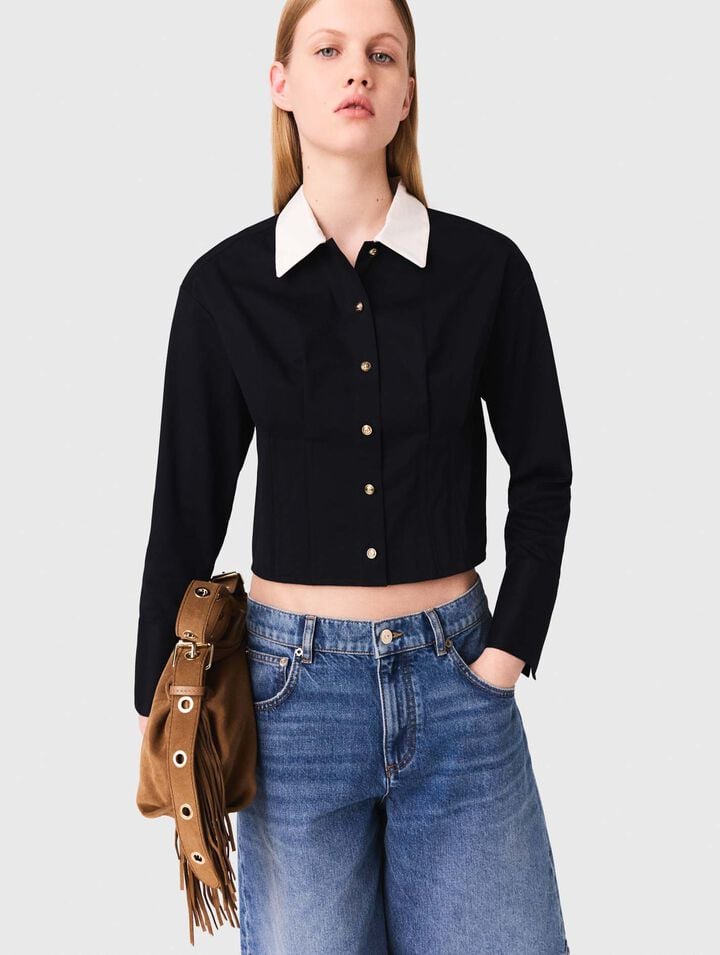 Camisa corta de popelina