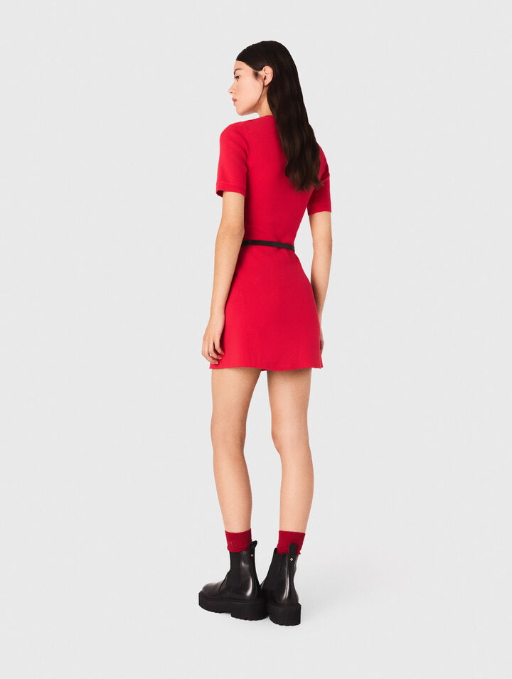 Vestido corto de punto canalé