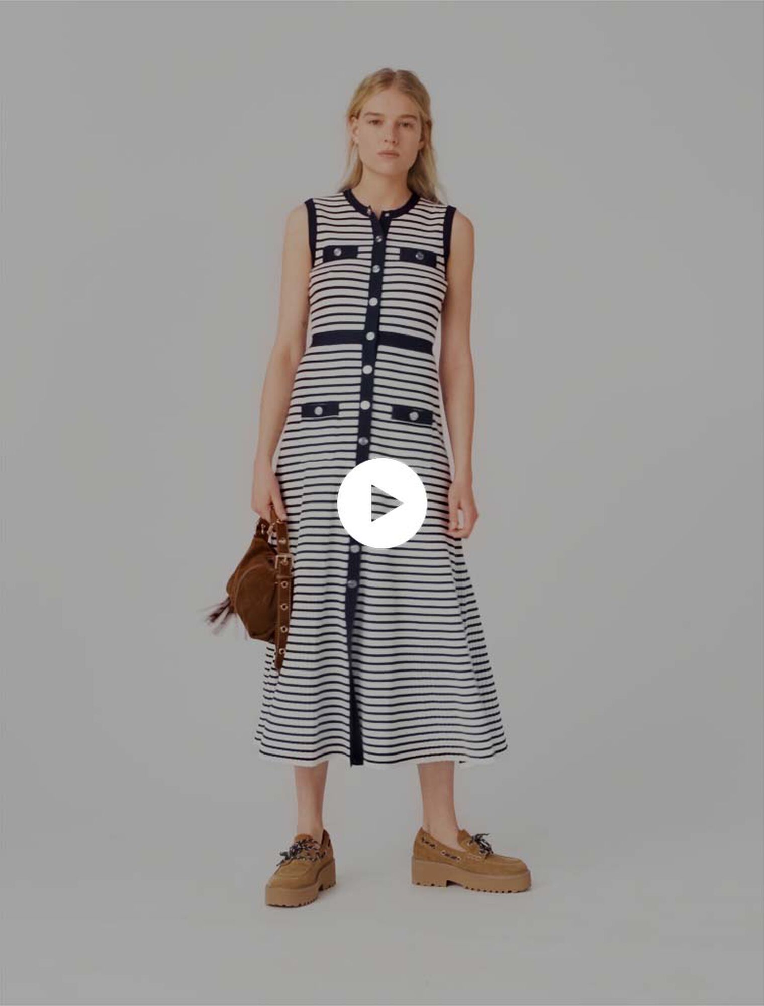 Vestido largo de punto marinero