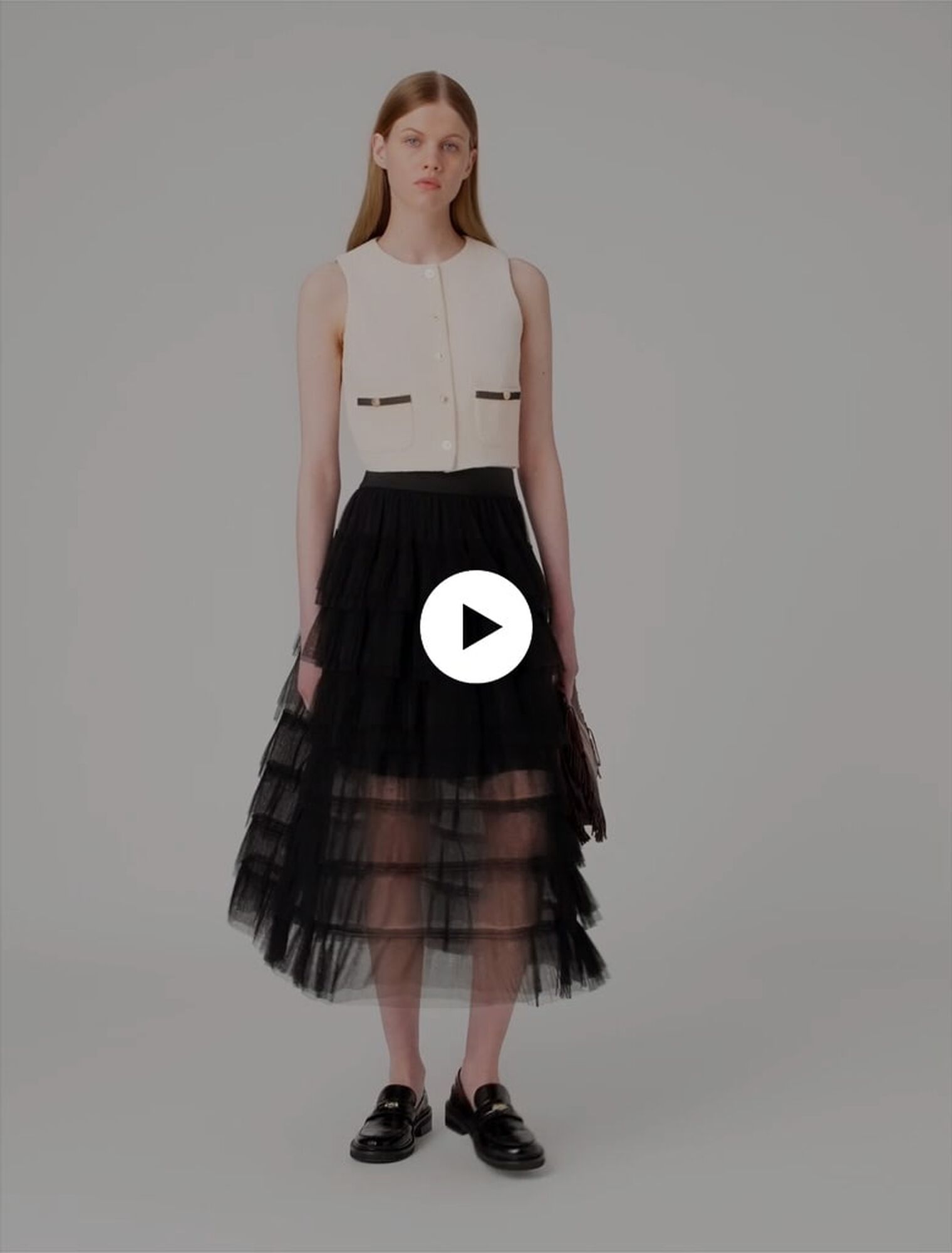 Falda midi en tul