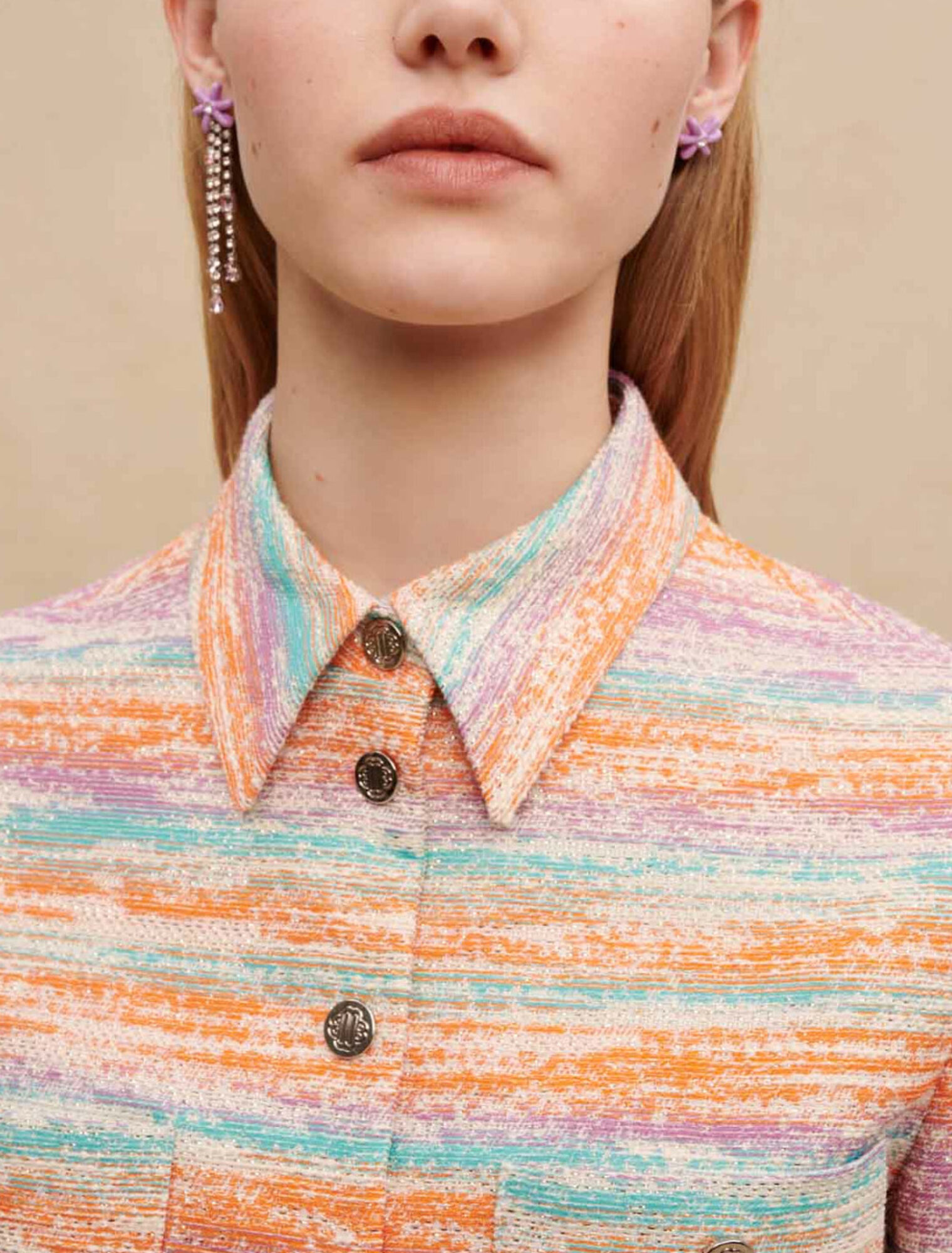Chaqueta corta de tweed brillante