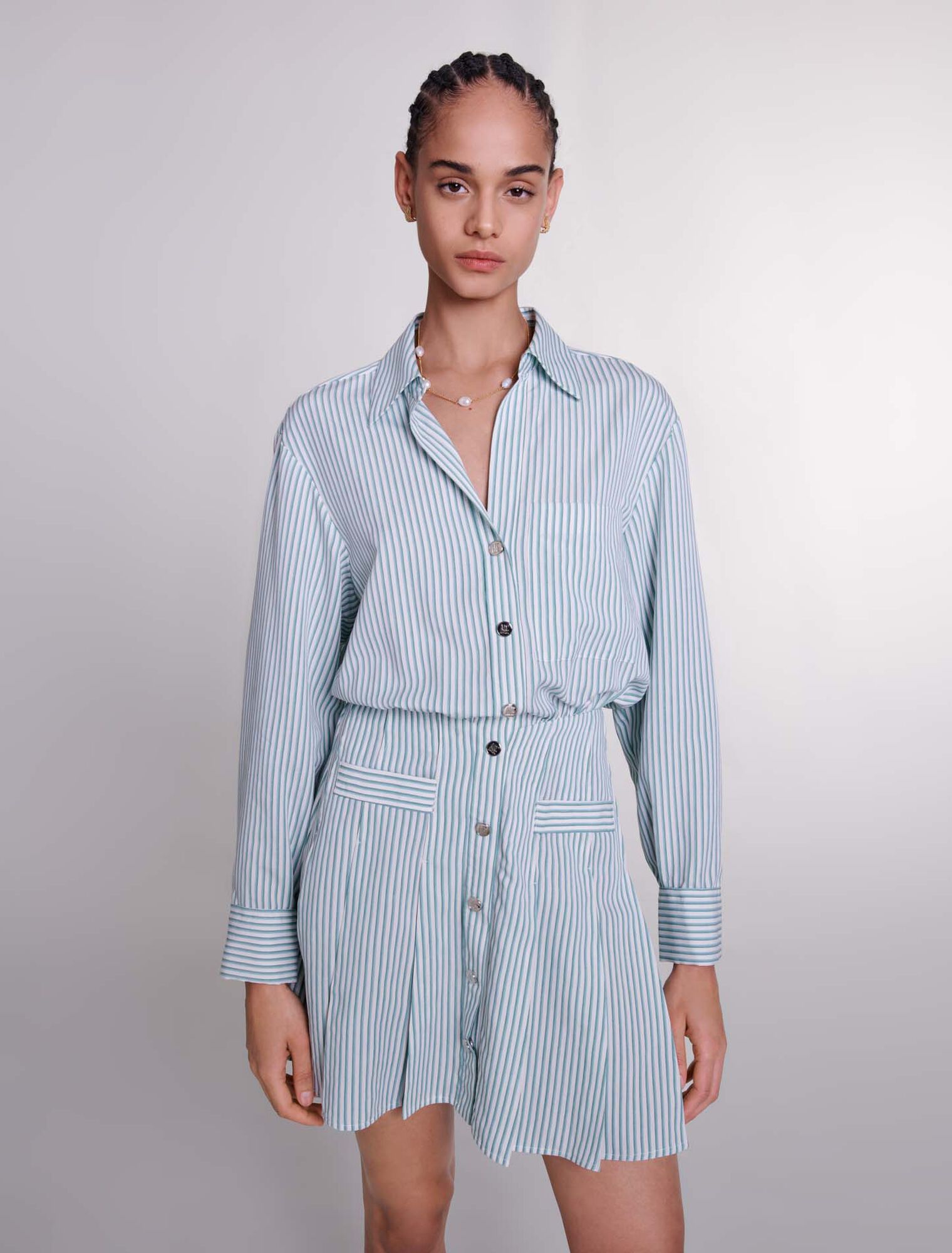 Vestido camisero de rayas