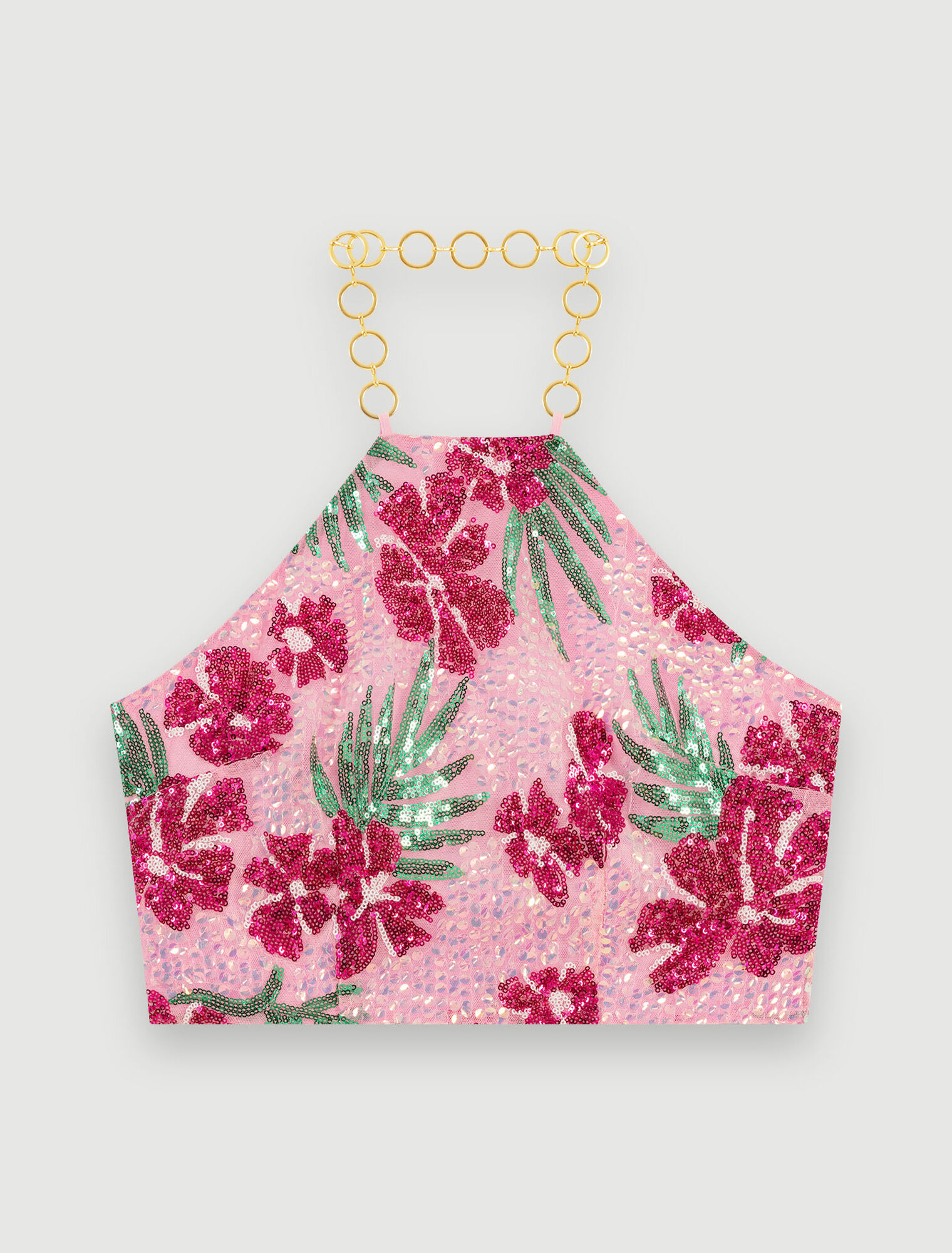 Top de lentejuelas hibisco