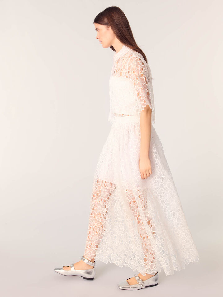 Falda larga en guipur floral