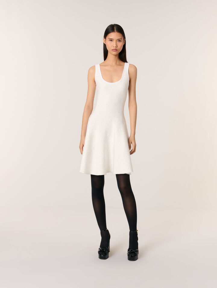 Vestido corto de punto y lentejuelas