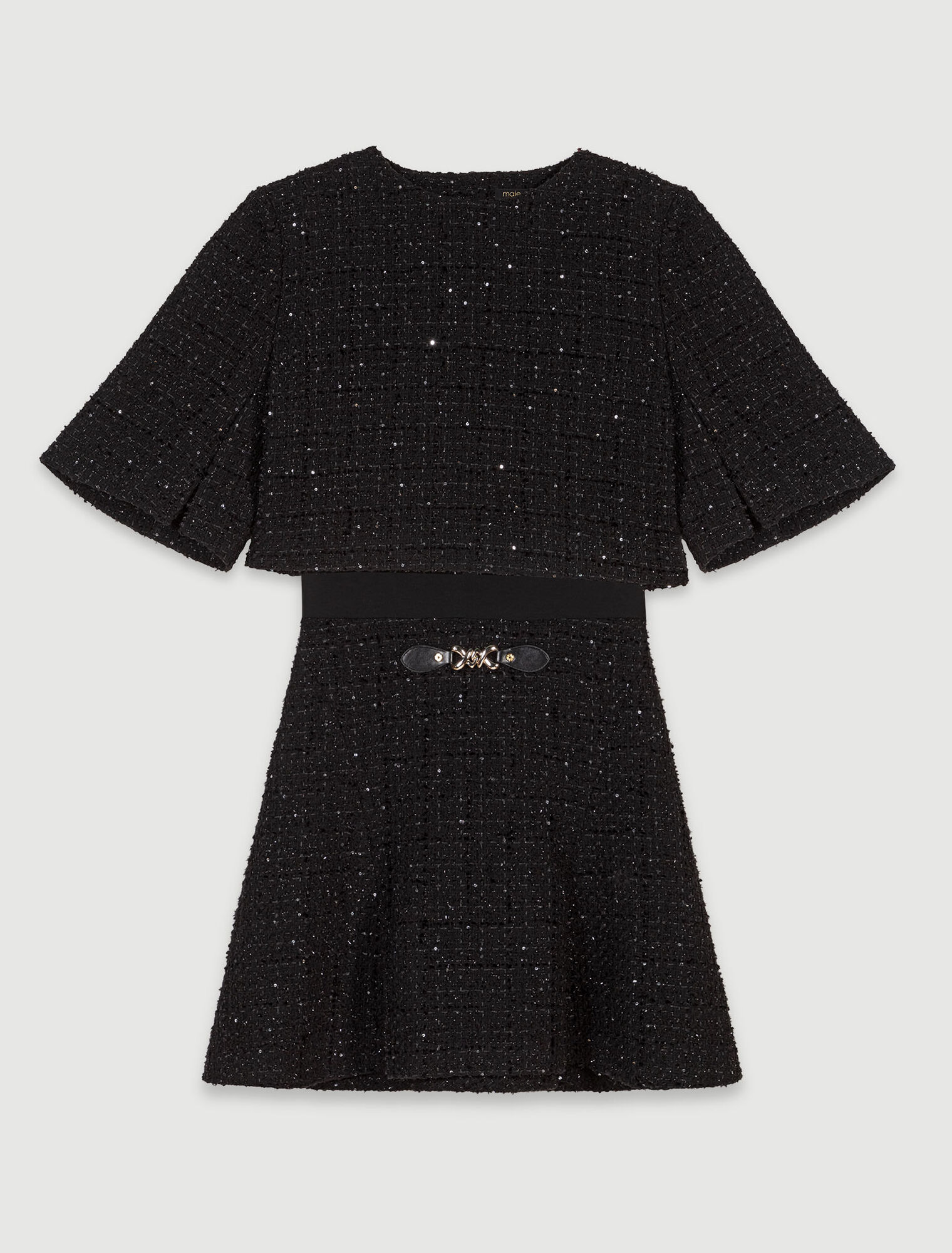 Vestido corto 2-en-1 de tweed