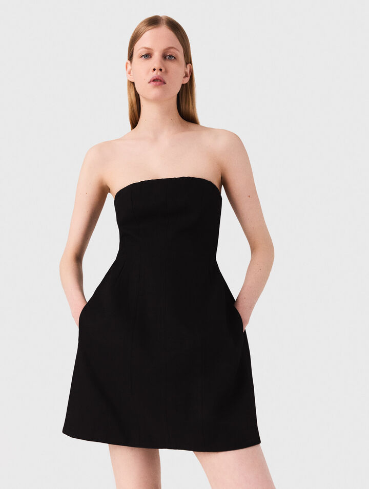 Vestido corto de lino con corpiño