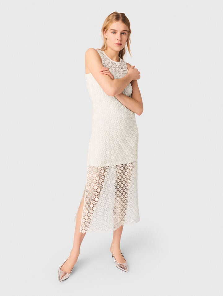 Vestido largo de ganchillo y strass