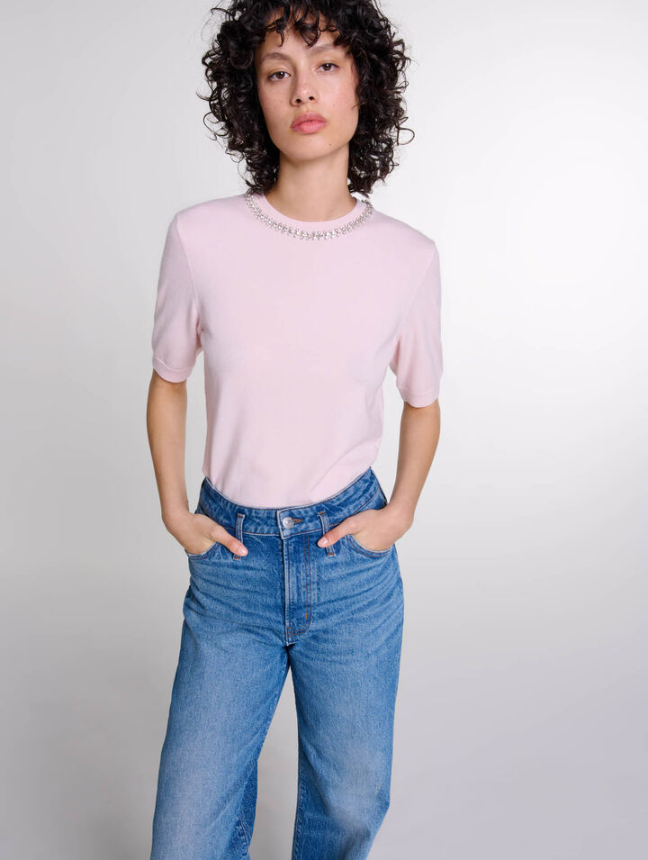 Jersey corto de punto con strass