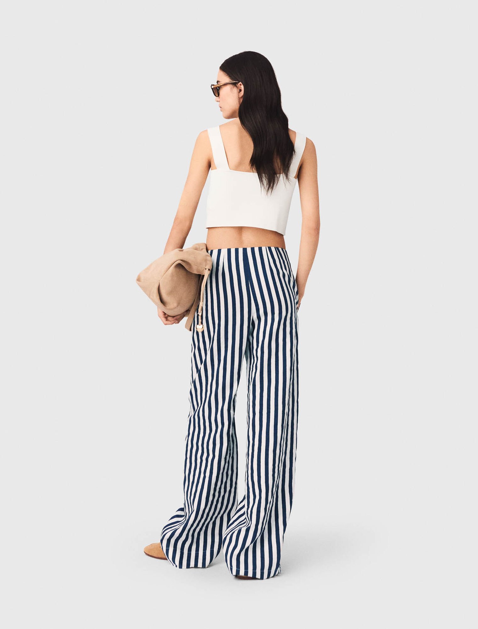 Pantal&oacute;n con puente de lino mezcla