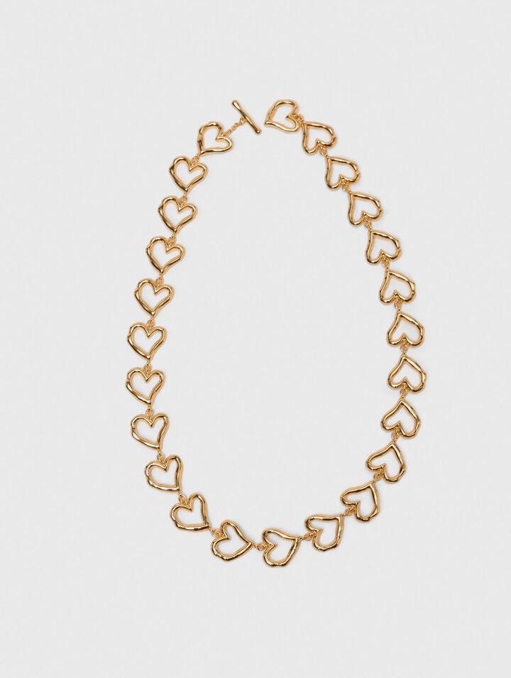Collar corazón de latón dorado