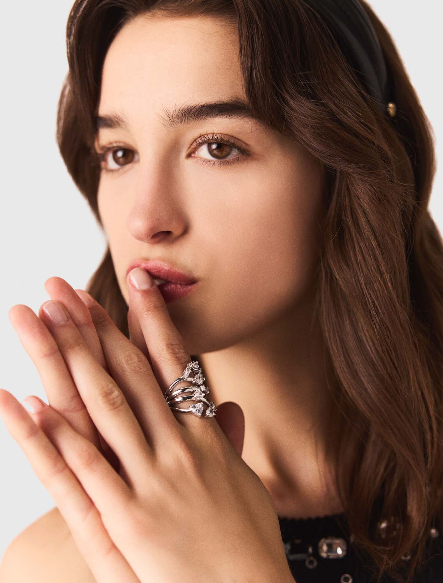 Anillo multianillo con strass