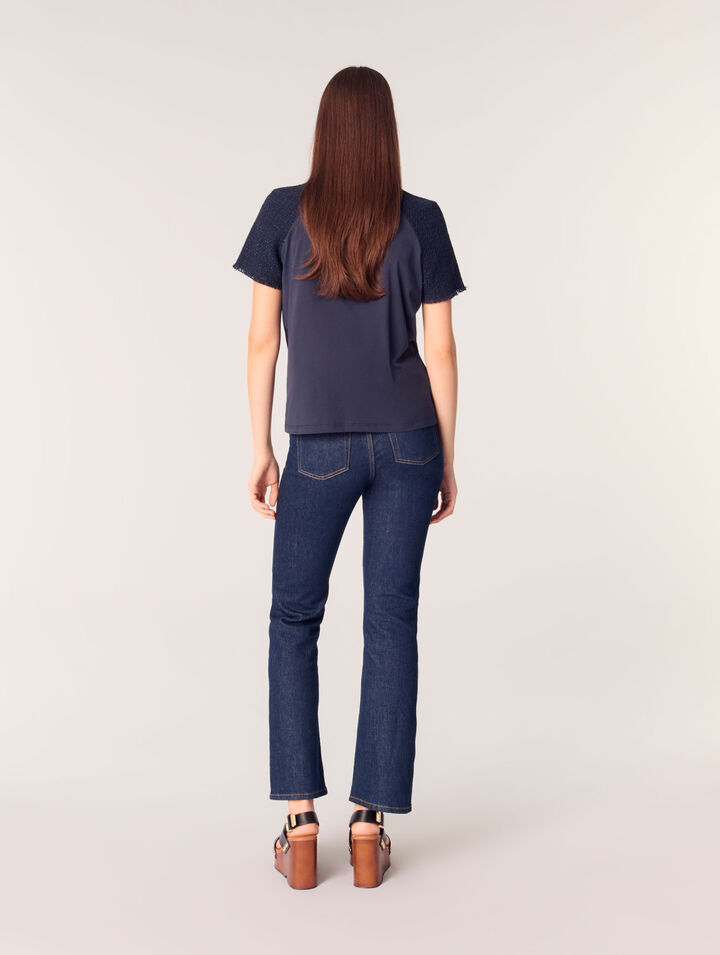 Camiseta con mangas de tweed