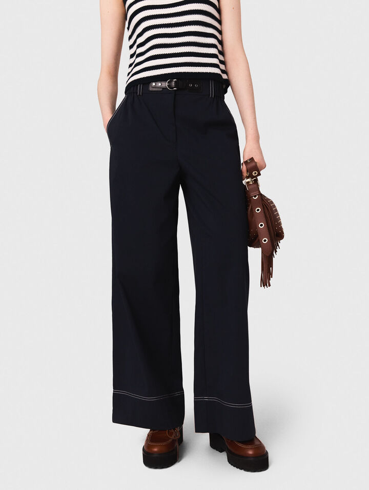Pantalón algodón con cinturón cuero