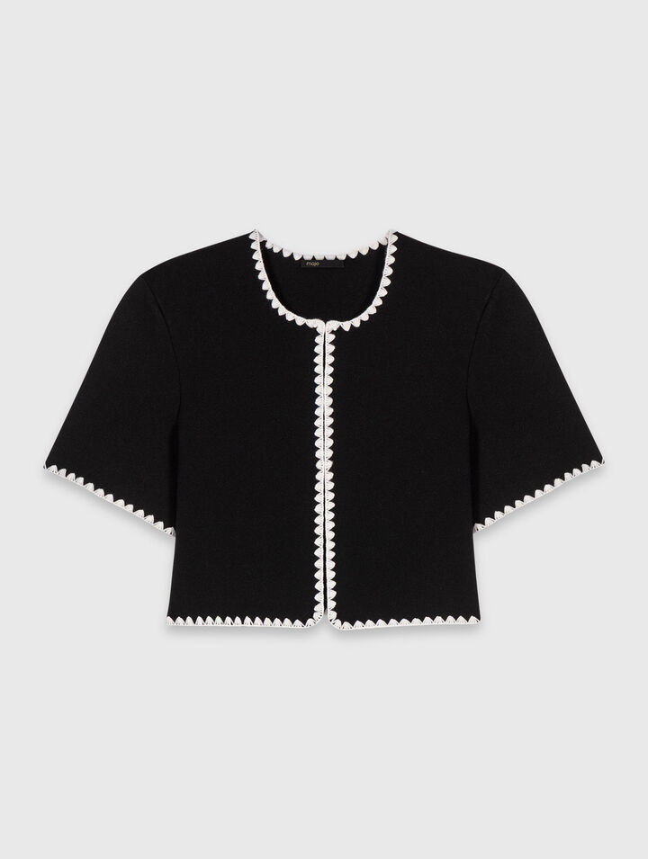 Cárdigan corto con pespuntes