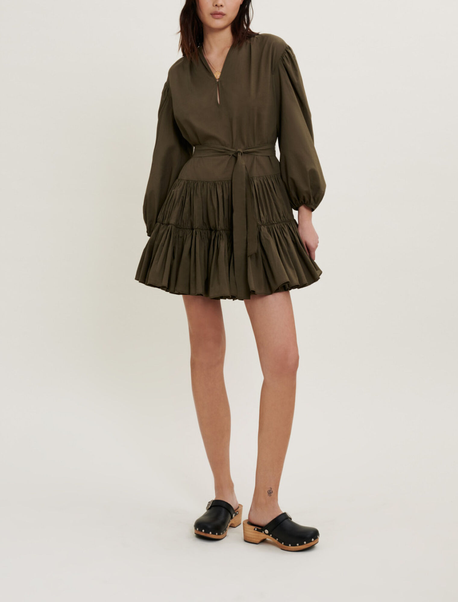 Vestido de algodón con cinturón