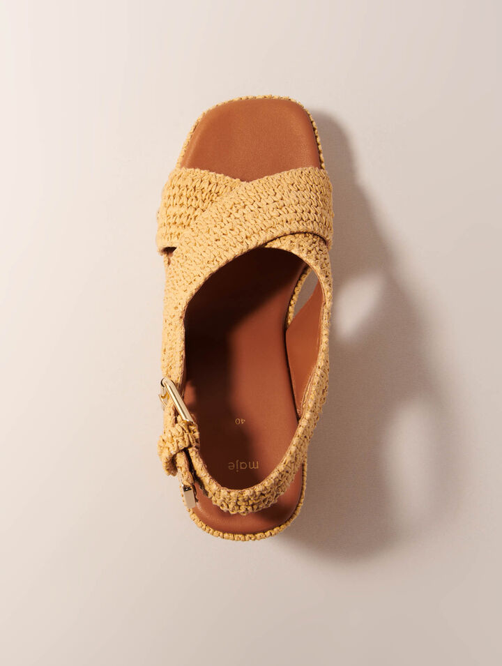 Sandalias de cuña efecto rafia