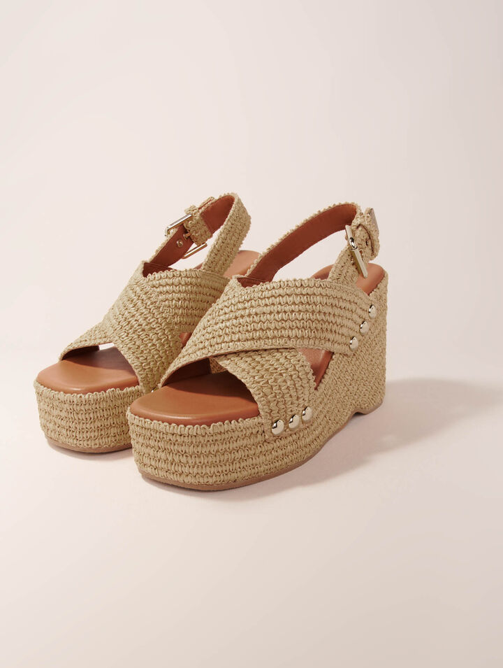 Sandalias de cuña efecto rafia