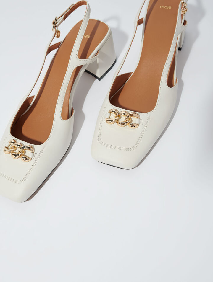 Zapatos de tacón cuadrados de piel