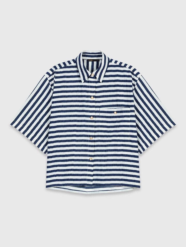 Camisa corta de lino mezcla