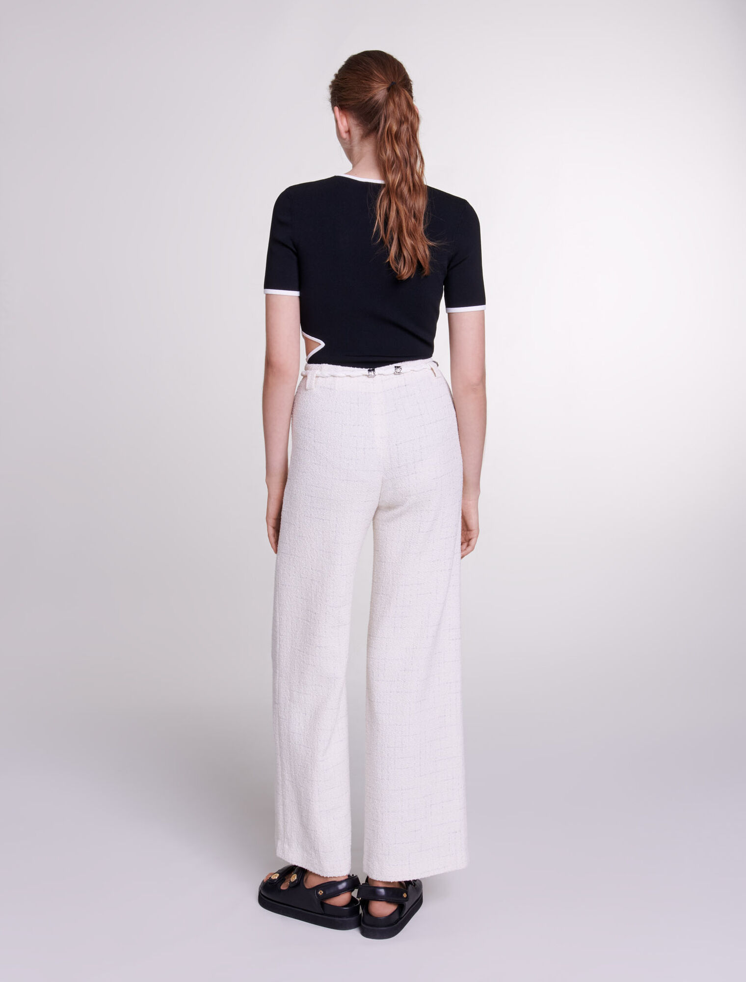 Pantalón tweed de hilos metalizados