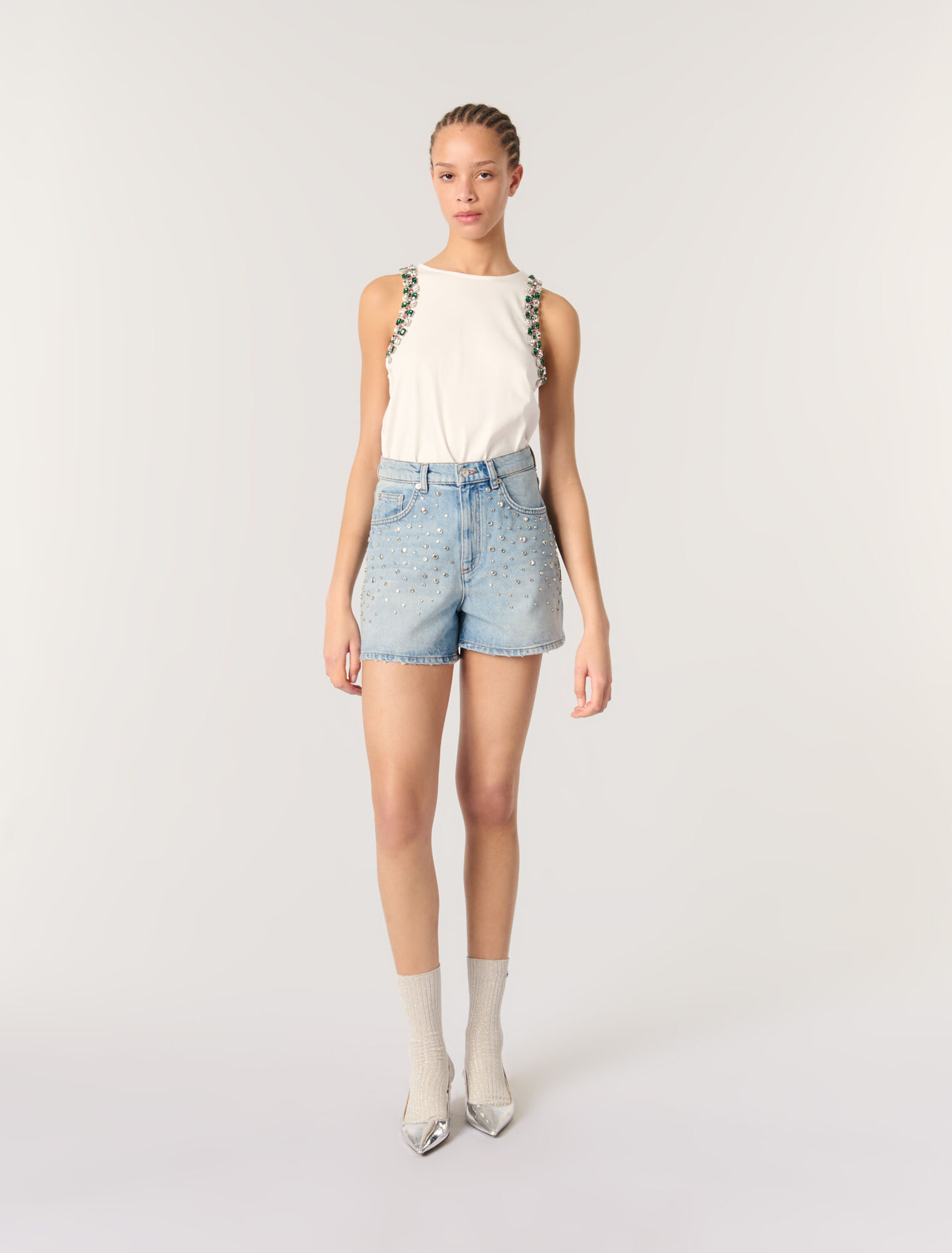 Camiseta de tirantes con strass
